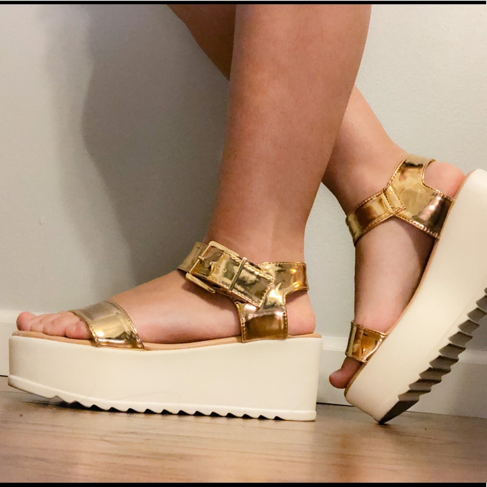 Gold platform sandals